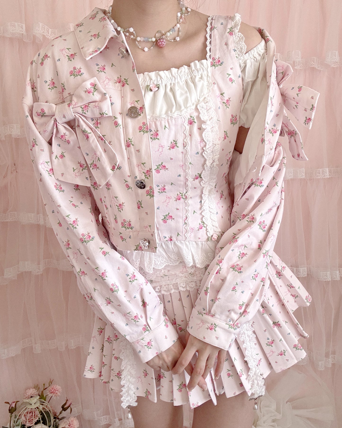 petit floral denim ballerina bustier