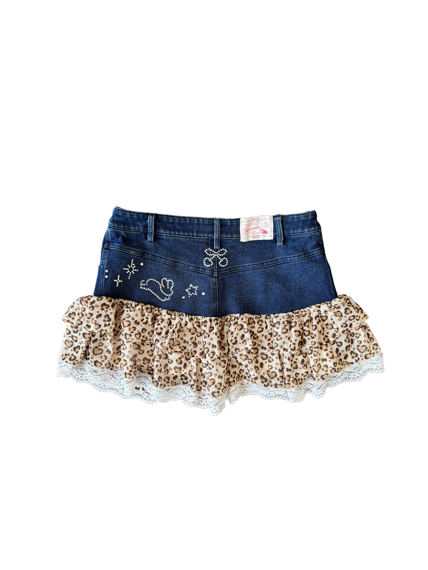 bling gal leopard denim skirt pants