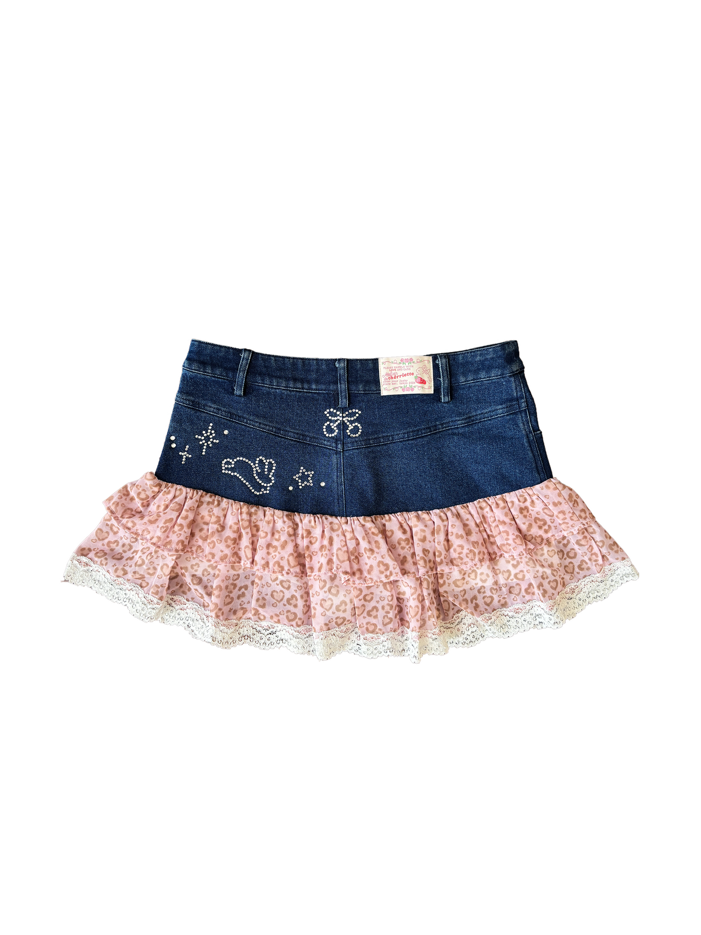 bling gal leopard denim skirt pants