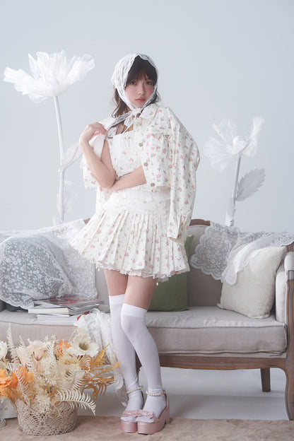 3pc petit floral denim set up