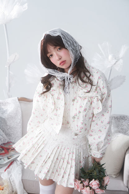 3pc petit floral denim set up