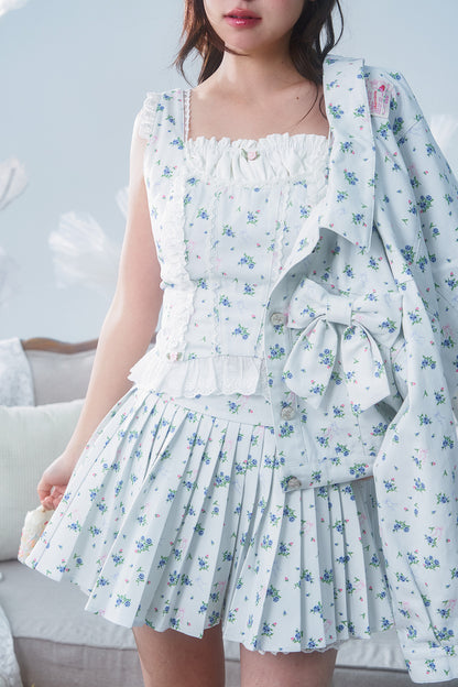 3pc petit floral denim set up