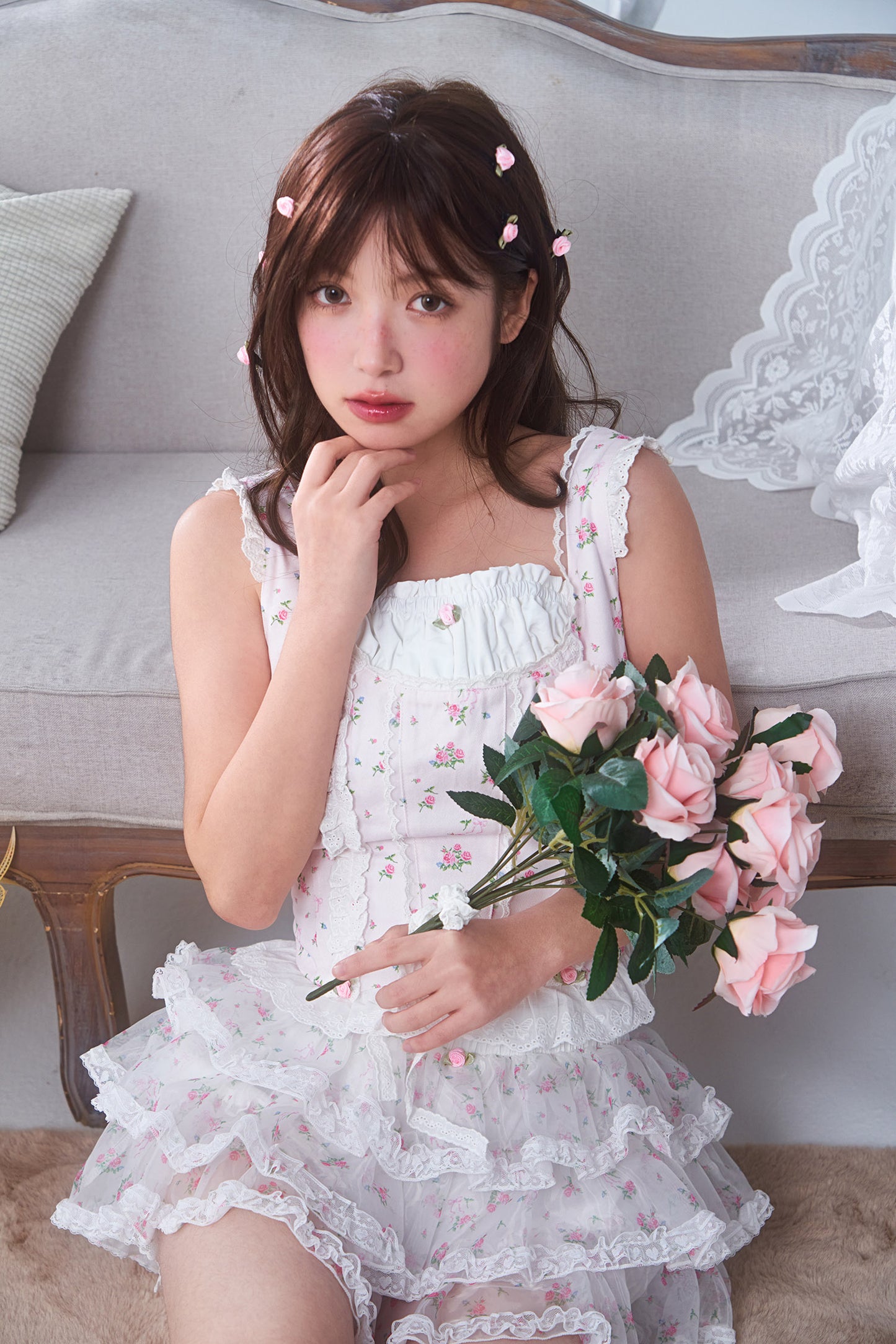 petit floral denim ballerina bustier