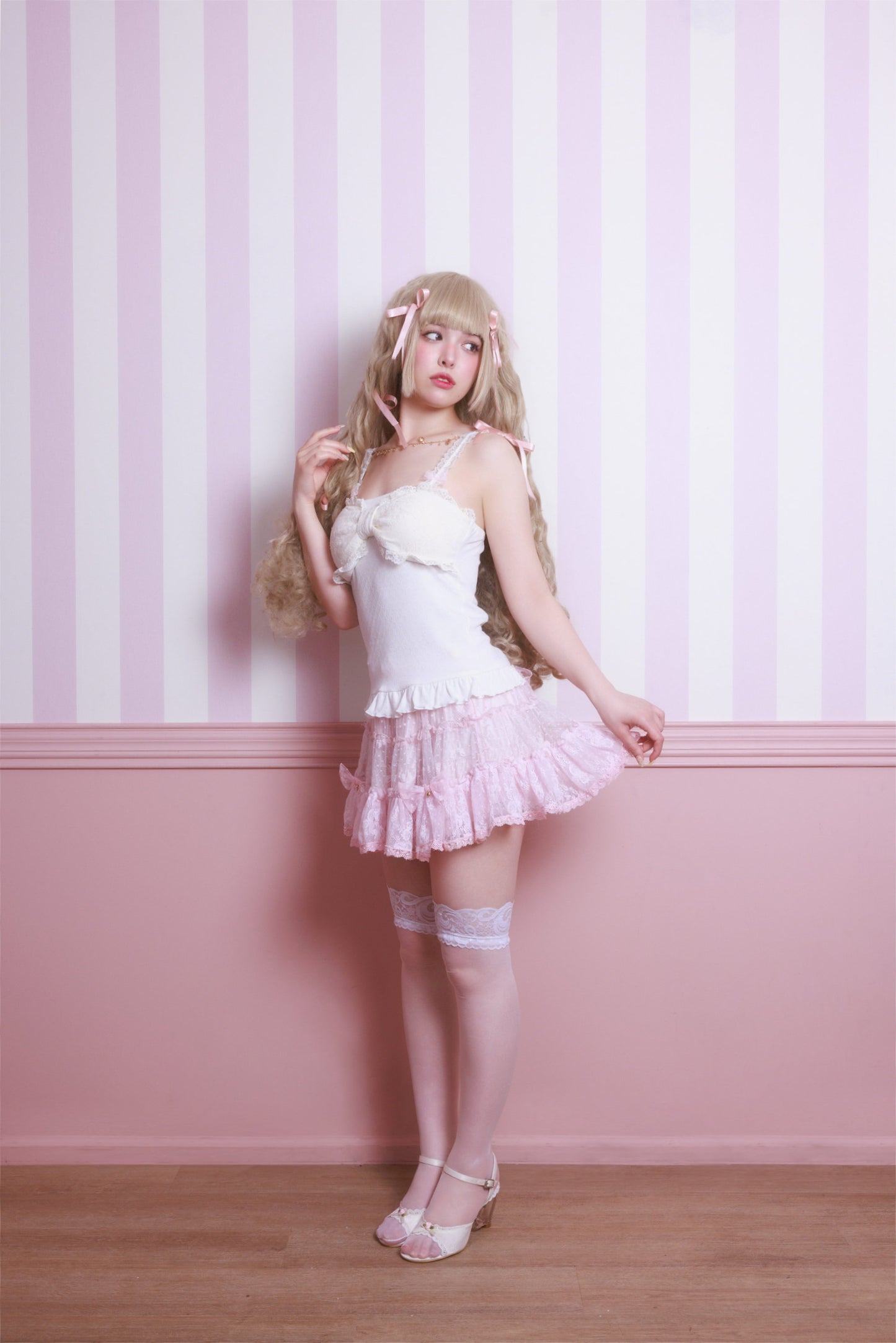 ribbon frill layer skirt