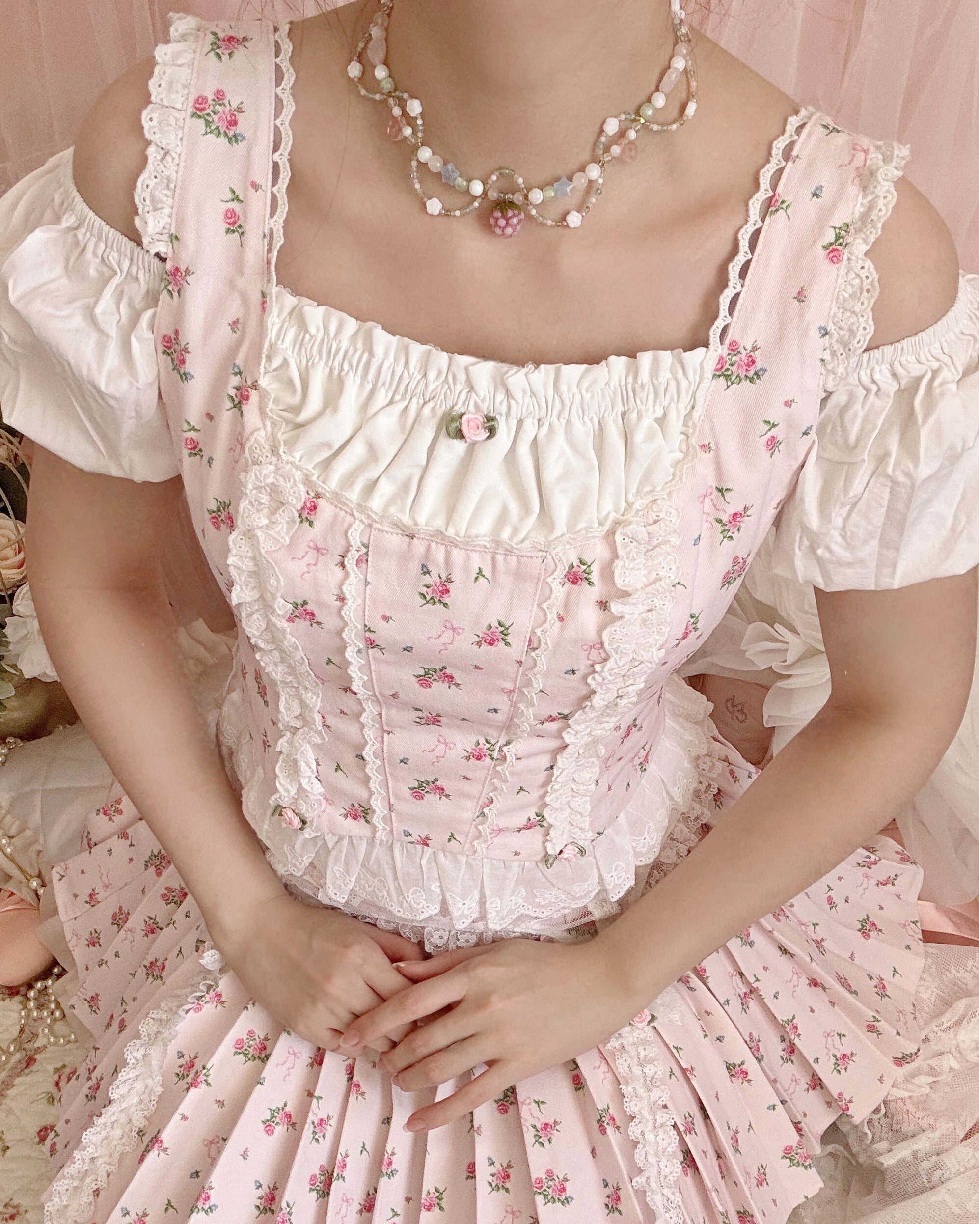 petit floral denim ballerina bustier – cherriette