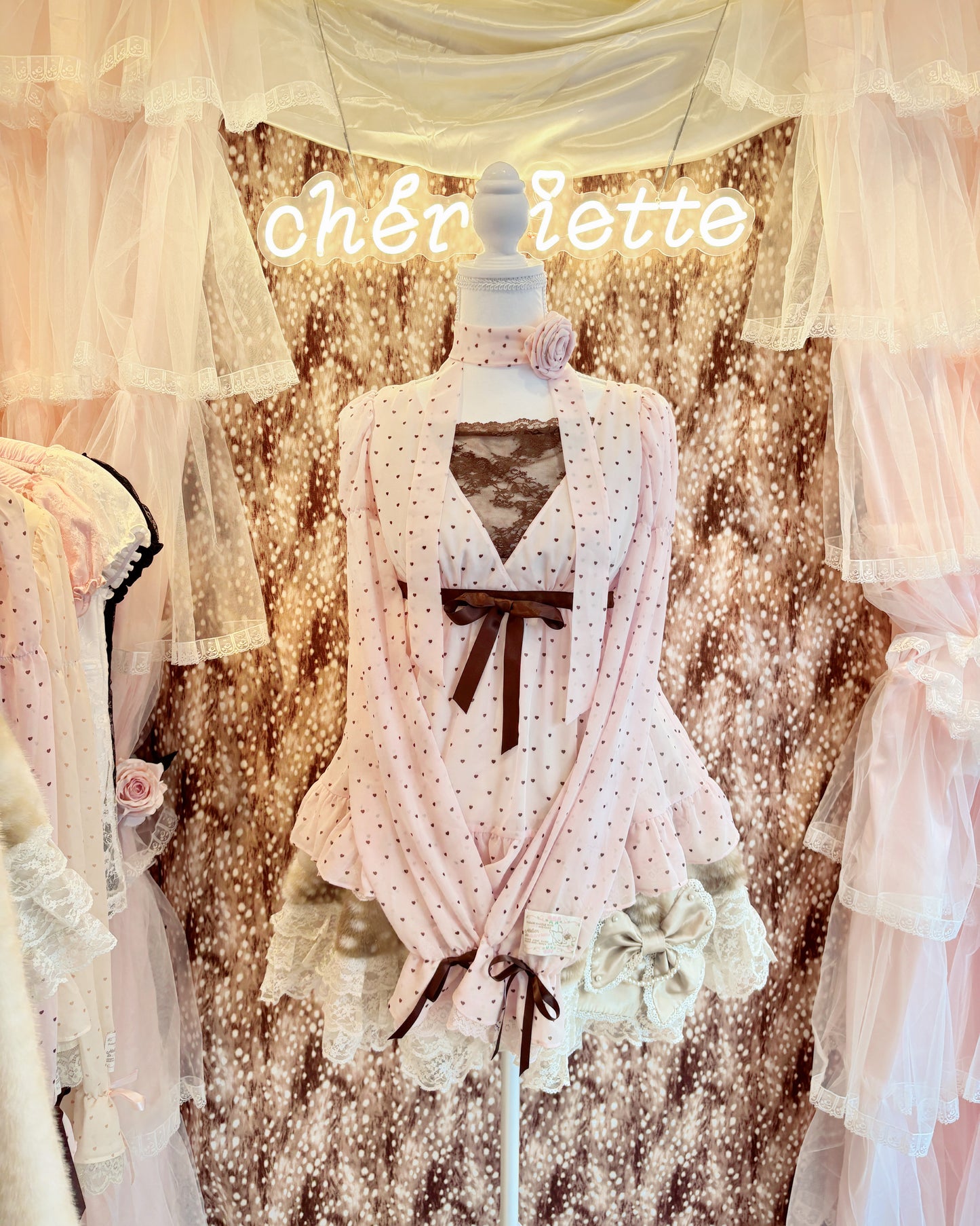 heart polka babydoll tops