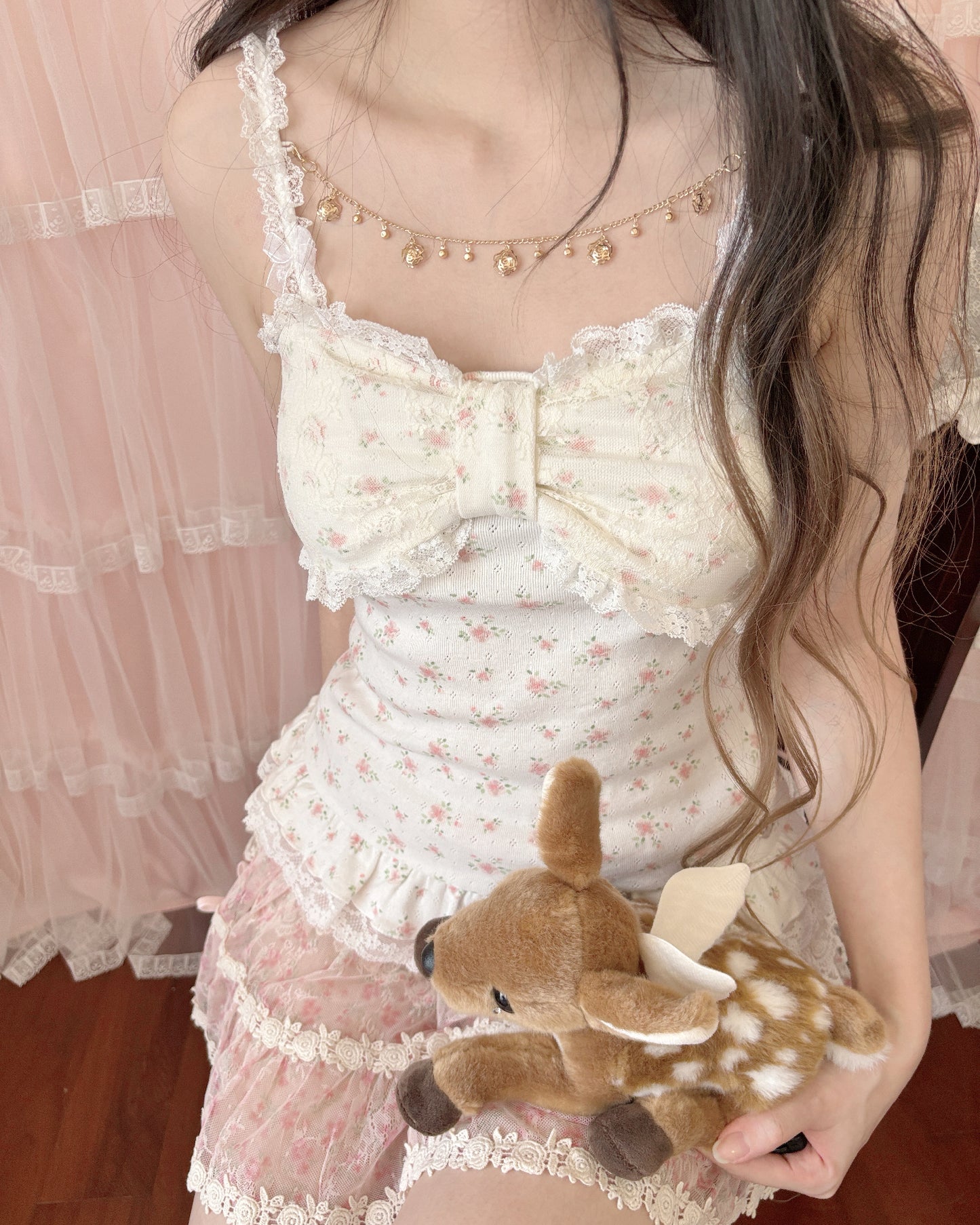 decoration princess necklace camisole