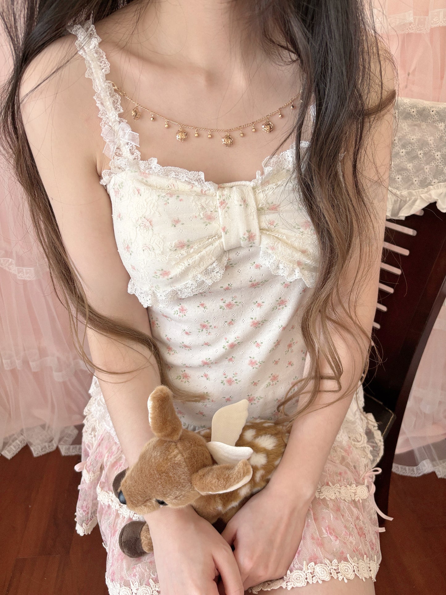decoration princess necklace camisole