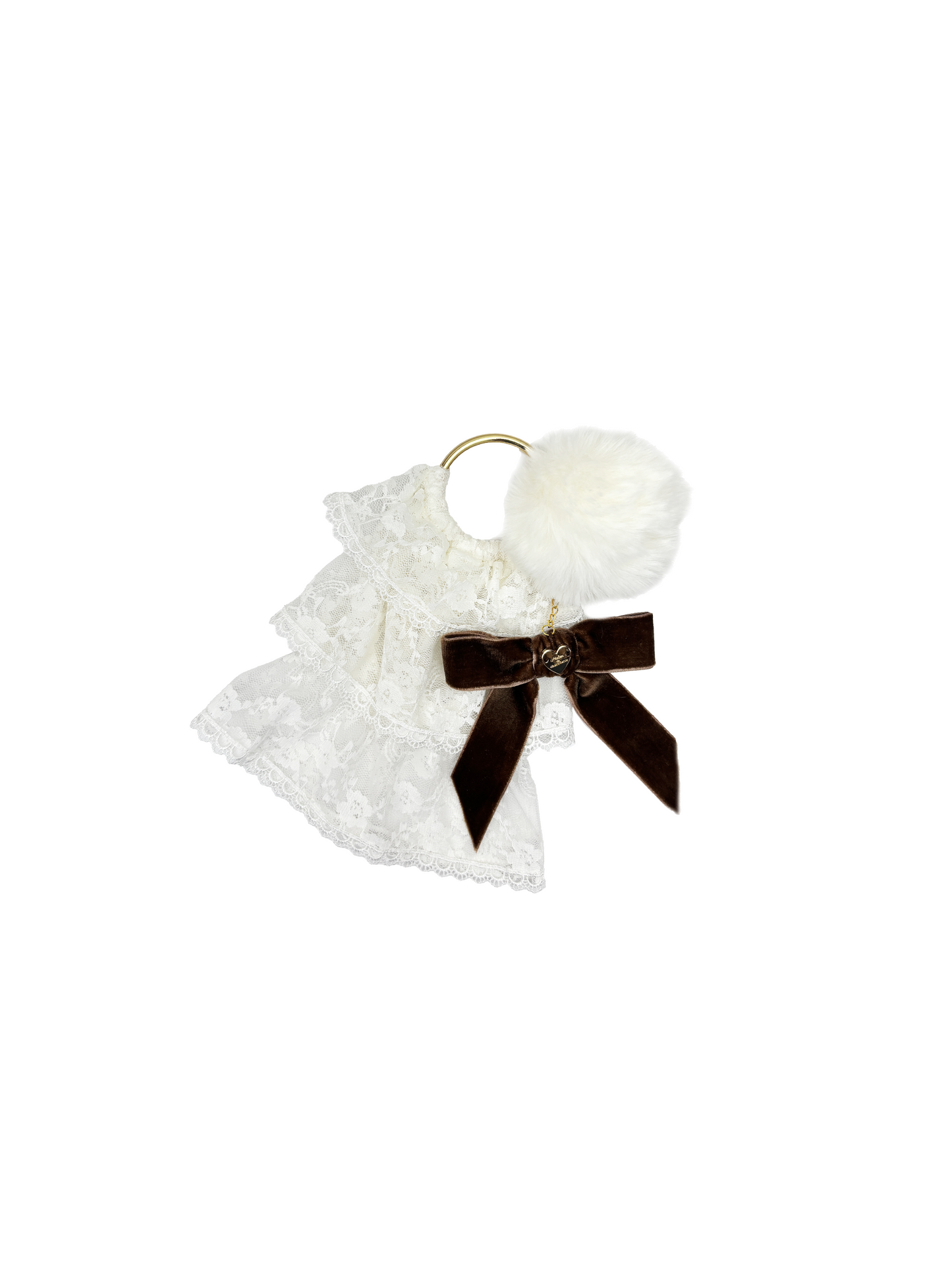 lace pompom logo charm