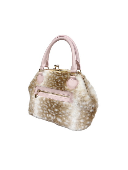 fawn heart motif fur bag