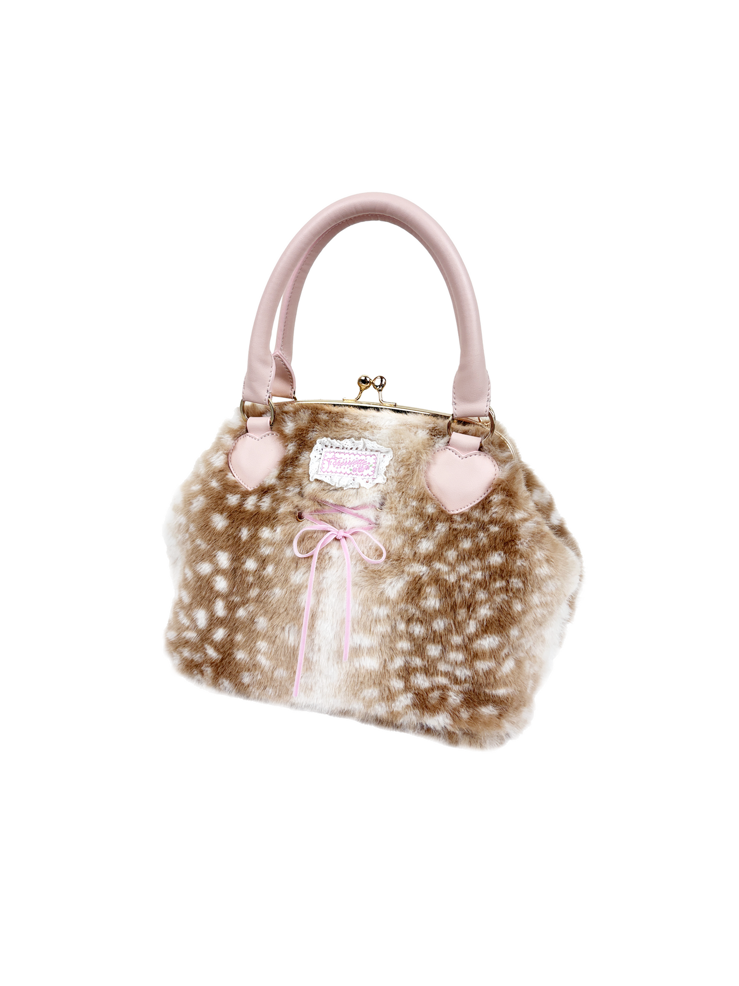 fawn heart motif fur bag