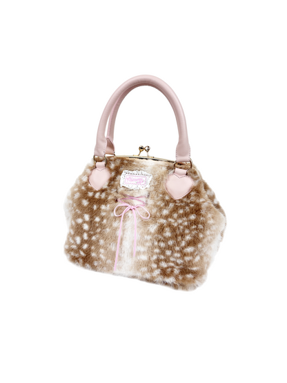 fawn heart motif fur bag