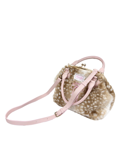 fawn heart motif fur bag