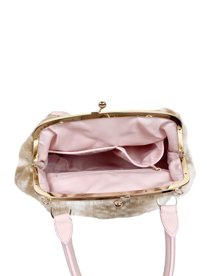 fawn heart motif fur bag