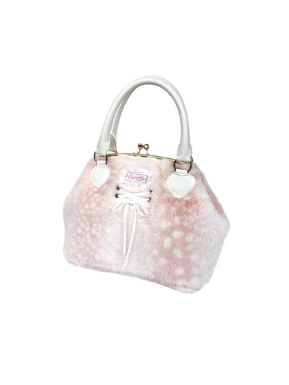 fawn heart motif fur bag