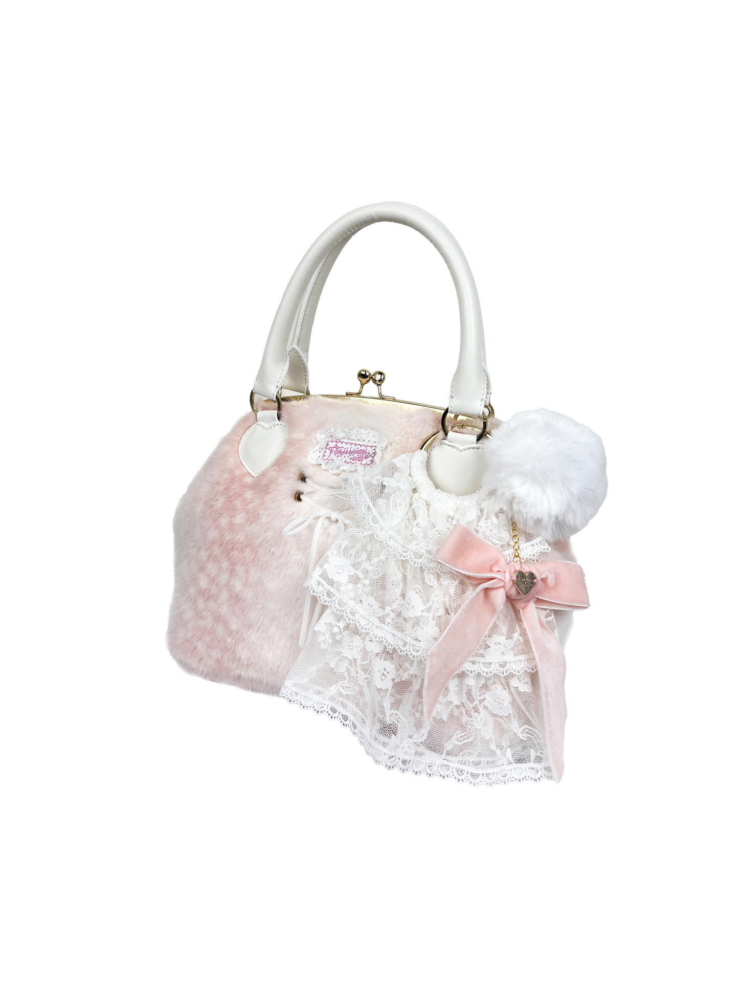 lace pompom logo charm