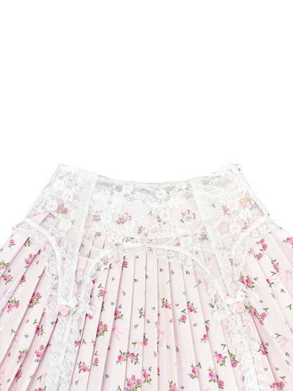 4pc petit floral denim + lace garterbelt set up