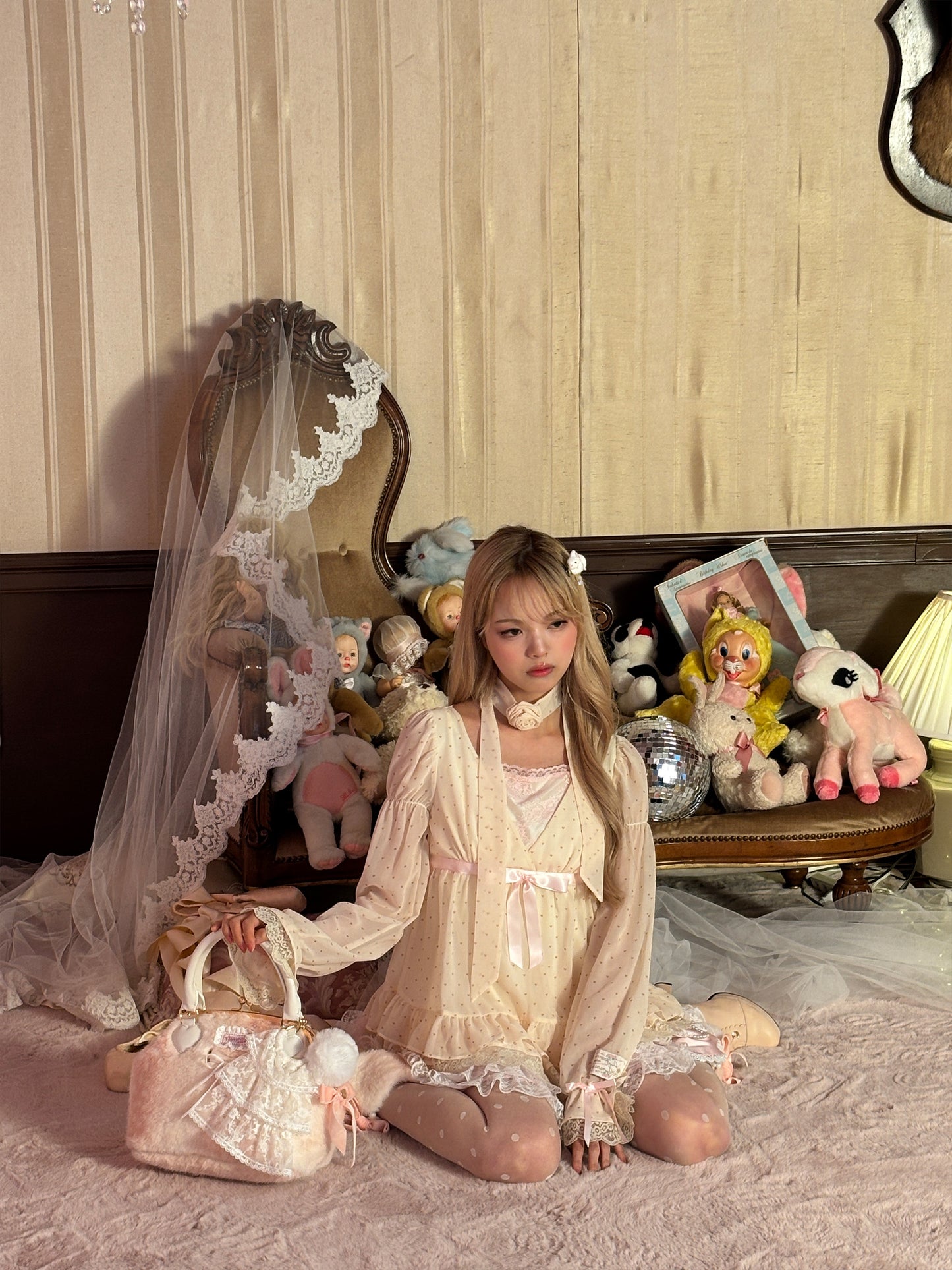 heart polka babydoll tops