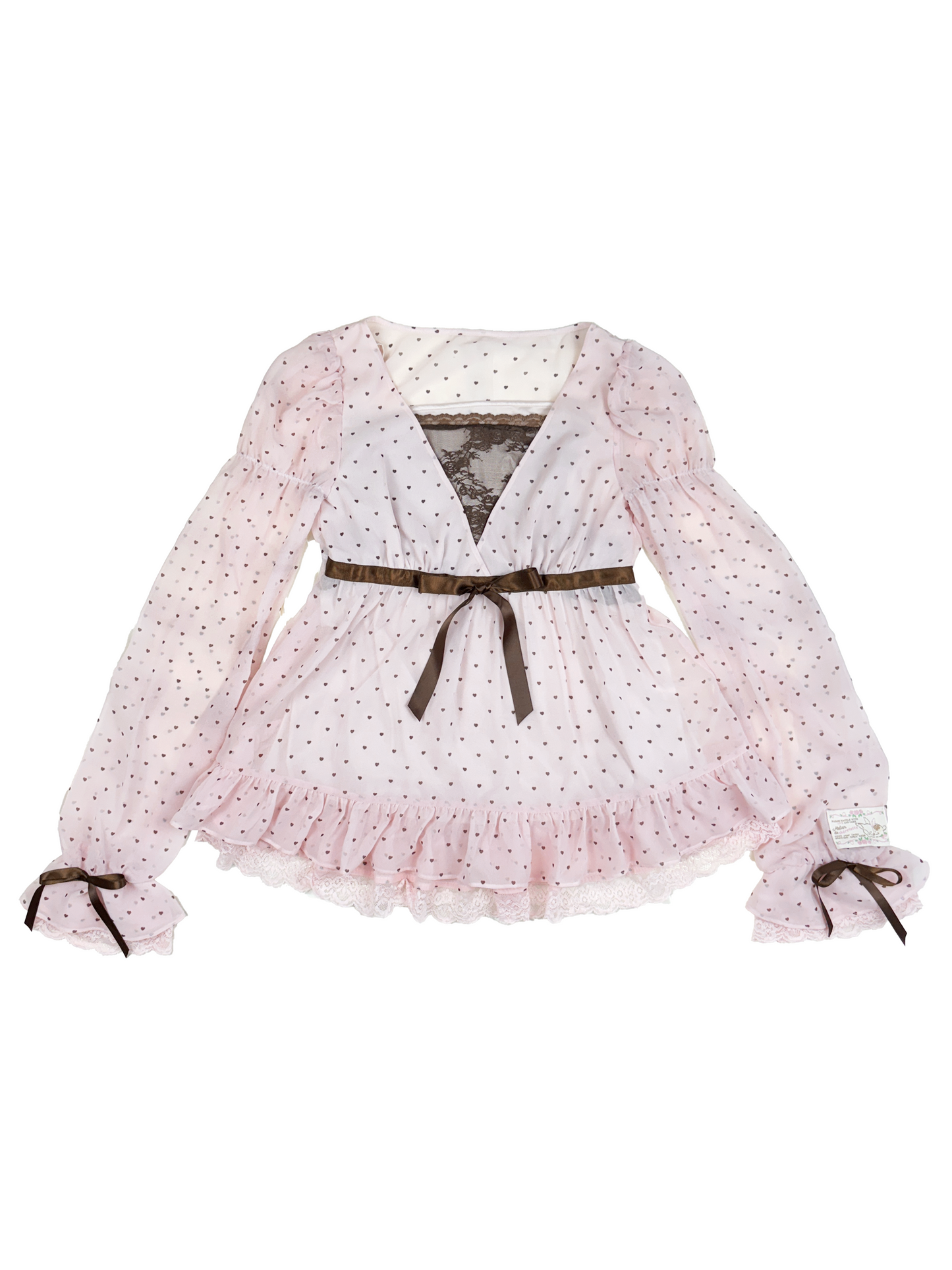 heart polka babydoll tops