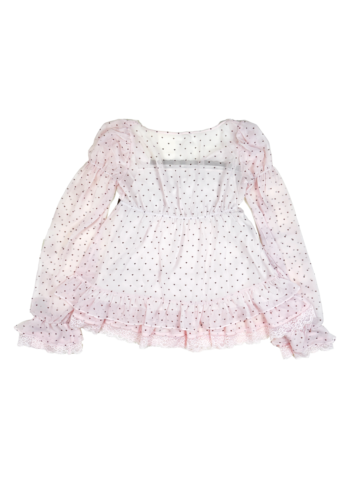 heart polka babydoll tops