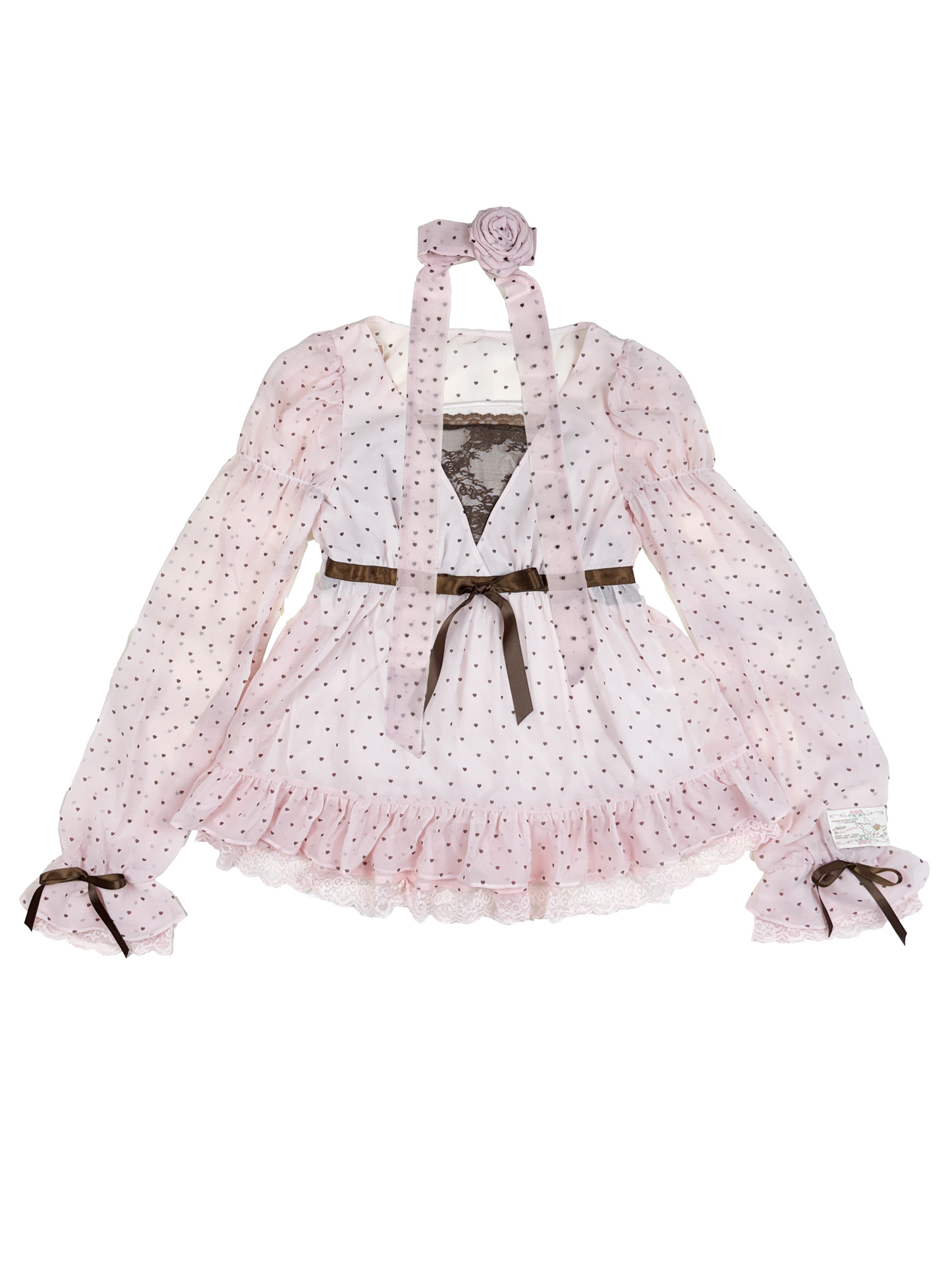 heart polka babydoll tops